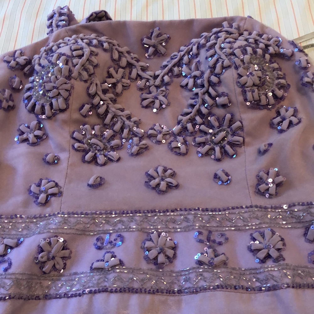 Mikael Aghal Beautiful lavender maxi long dress with shiny beads and sequins - Picture 8 of 10